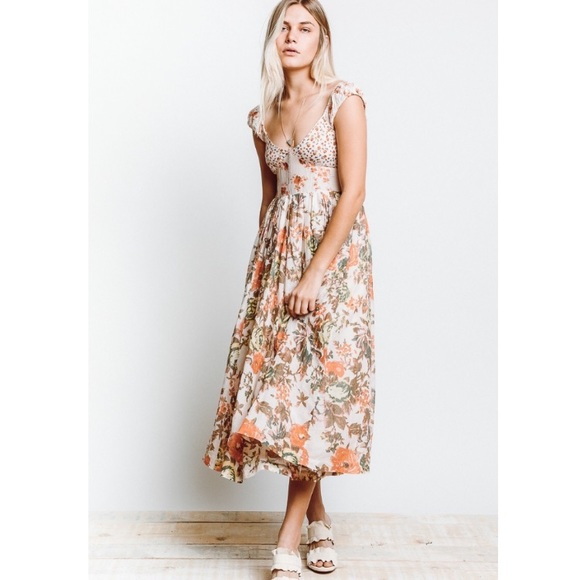 flowy floral midi dress